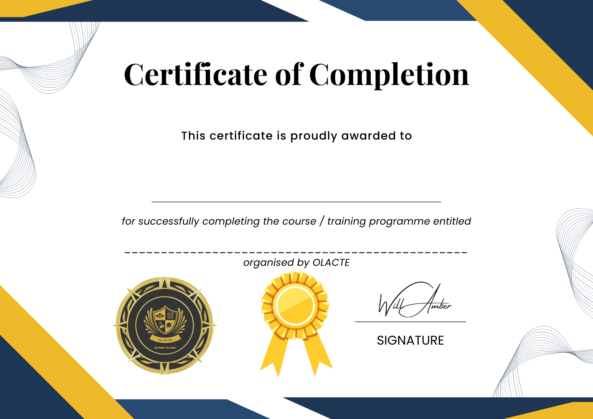 Classic navy and gold certificate template