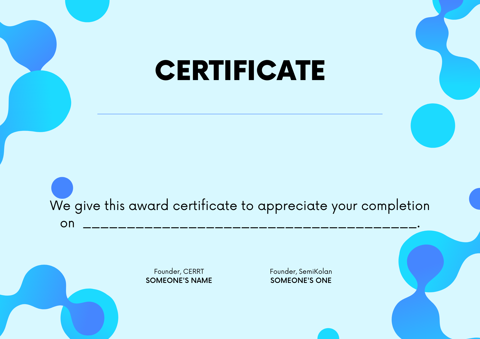 Modern blue certificate template